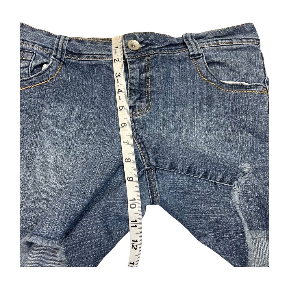 L.e.i. Boyfriend Shorts Girls 11 Blue Denim Stretch Frayed Hem Ashley Low-Rise - Picture 6 of 6
